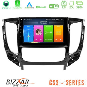 Bizzar cs2 Series 4core Android14 2+32gb Mitsubishi L200 2016-&Gt; &Amp; Fiat Fullback (Auto A/c) Navigation Multimedia Tablet 9" με Carplay & Android Auto u-cs2-Mt0719