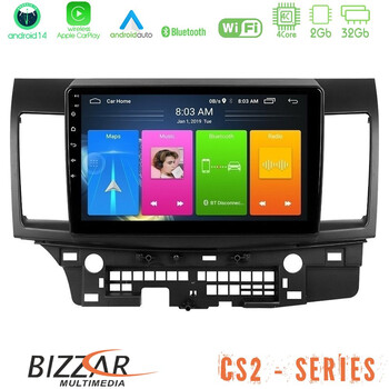 Bizzar cs2 Series 4core Android14 2+32gb Mitsubishi Lancer 2008 – 2015 Navigation Multimedia Tablet 10" με Carplay & Android Auto u-cs2-Mt232