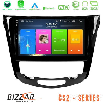 Bizzar cs2 Series 4core Android14 2+32gb Nissan Qashqai j11 (Auto A/c) Navigation Multimedia Tablet 10" με Carplay & Android Auto u-cs2-Ns0004a