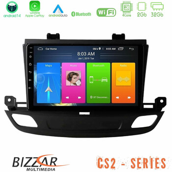 Bizzar cs2 Series 4core Android14 2+32gb Opel Insignia 2 2017-2020 Navigation Multimedia Tablet 9"  με Carplay & Android Auto u-cs2-Op1402