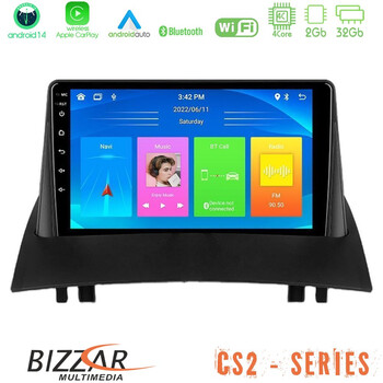 Bizzar cs2 Series 4core Android14 2+32gb Renault Megane 2 2002-2008 Navigation Multimedia Tablet 9" με Carplay & Android Auto u-cs2-Rn0717
