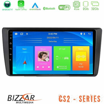 Bizzar cs2 Series 4core Android14 2+32gb Skoda Octavia 2004-2012 Navigation Multimedia Tablet 9″ με Carplay & Android Auto u-cs2-Sk1914