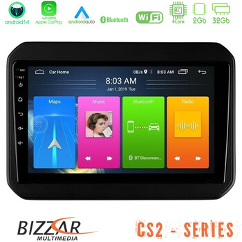 Bizzar cs2 Series 4core Android14 2+32gb Suzuki Ignis Navigation Multimedia Tablet 9" με Carplay & Android Auto u-cs2-Sz580
