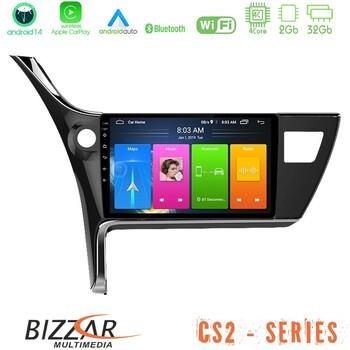 Bizzar cs2 Series 4core Android14 2+32gb Toyota Corolla 2017-2018 Navigation Multimedia Tablet 10" με Carplay & Android Auto u-cs2-Ty0158