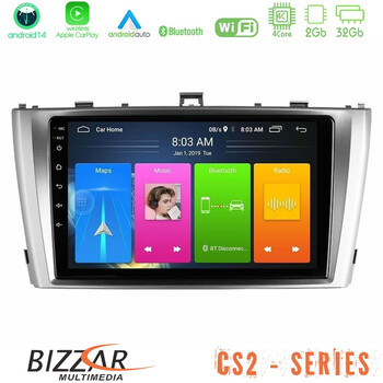 Bizzar cs2 Series 4core Android14 2+32gb Toyota Avensis t27 Navigation Multimedia Tablet 9" με Carplay & Android Auto u-cs2-Ty0864