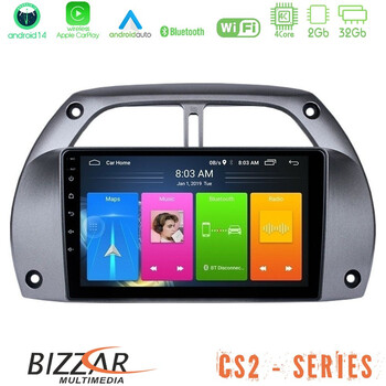 Bizzar cs2 Series 4core Android14 2+32gb Toyota Rav4 2001 - 2006 Navigation Multimedia Tablet 9" με Carplay & Android Auto u-cs2-Ty0953