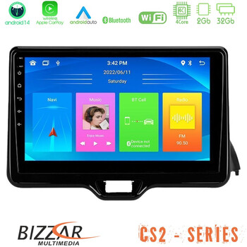 Bizzar cs2 Series 4core Android14 2+32gb Toyota Yaris 2020-&Gt; Navigation Multimedia Tablet 9" με Carplay & Android Auto u-cs2-Ty1079