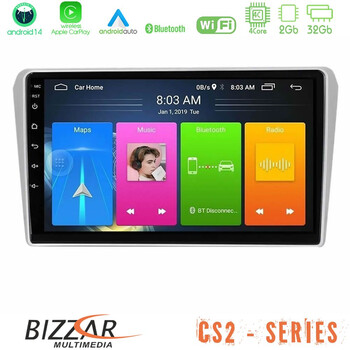 Bizzar cs2 Series 4core Android14 2+32gb Toyota Avensis t25 02/2003–2008 Navigation Multimedia Tablet 9" με Carplay & Android Auto u-cs2-Ty412n