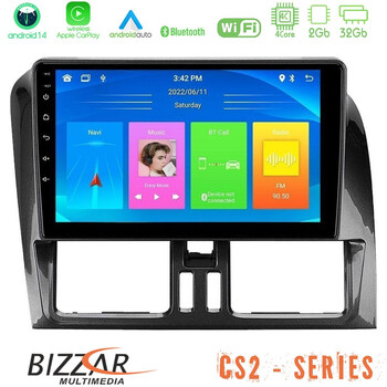 Bizzar cs2 Series 4core Android14 2+32gb Volvo Xc60 2009-2012 Navigation Multimedia Tablet 9" με Carplay & Android Auto u-cs2-Vl0468