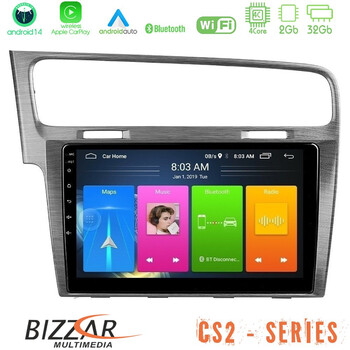 Bizzar cs2 Series 4core Android14 2+32gb vw Golf 7 Navigation Multimedia Tablet 10" με Carplay & Android Auto u-cs2-Vw0003al