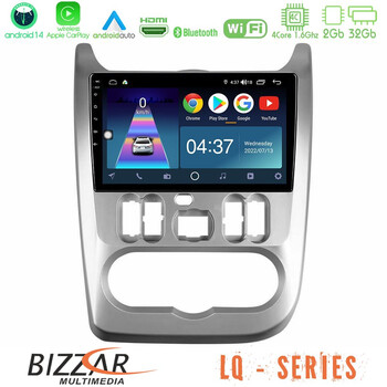 Bizzar lq Series 4core Android14 2+32gb Dacia Duster/sandero/logan Navigation Multimedia Tablet 9" με Carplay & Android Auto u-lq-Dc0766