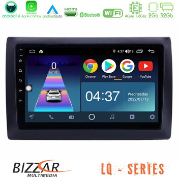 Bizzar lq Series 4core Android14 2+32gb Fiat Stilo Navigation Multimedia Tablet 9" με Carplay & Android Auto u-lq-Ft0824