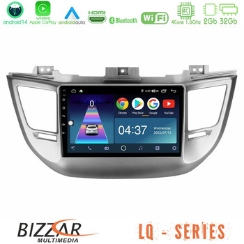 Bizzar lq Series 4core Android14 2+32gb Hyundai Tucson 2015-2018 Navigation Multimedia Tablet 9" με Carplay & Android Auto u-lq-Hy0068