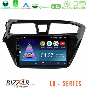Bizzar lq Series 4core Android14 2+32gb Hyundai i20 2014-2018 Navigation Multimedia Tablet 9" με Carplay & Android Auto u-lq-Hy1143