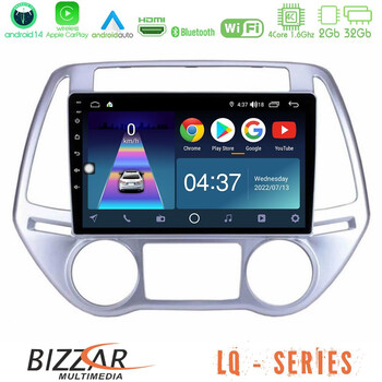 Bizzar lq Series 4core Android14 2+32gb Hyundai i20 2012-2014 Navigation Multimedia Tablet 9" με Carplay & Android Auto u-lq-Hy0619