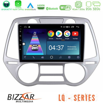 Bizzar lq Series 4core Android14 2+32gb Hyundai i20 2009-2012 Auto a/c Navigation Multimedia Tablet 9" με Carplay & Android Auto u-lq-Hy0709