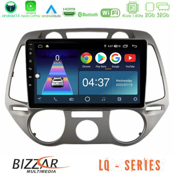Bizzar lq Series 4core Android14 2+32gb Hyundai i20 2009-2012 Manual a/c Navigation Multimedia Tablet 9" με Carplay & Android Auto u-lq-Hy0709m