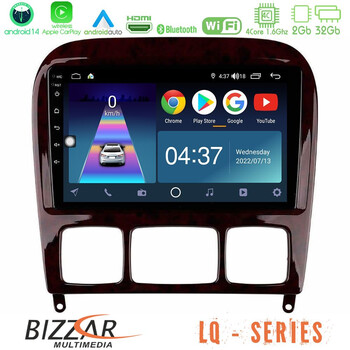 Bizzar lq Series 4core Android14 2+32gb Mercedes s Class 1999-2004 (W220) Navigation Multimedia Tablet 9" με Carplay & Android Auto u-lq-Mb0765