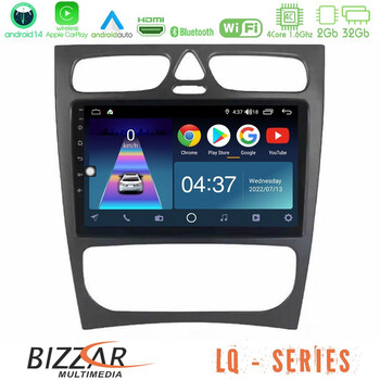 Bizzar lq Series 4core Android14 2+32gb Mercedes c Class (W203) Navigation Multimedia Tablet 9" με Carplay & Android Auto u-lq-Mb0925