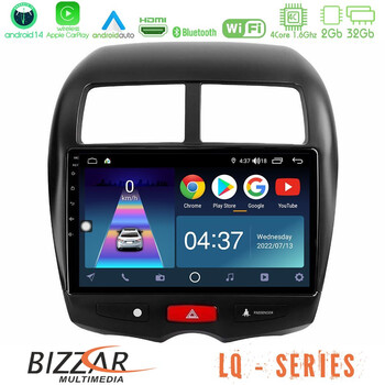 Bizzar lq Series 4core Android14 2+32gb Mitsubishi asx Navigation Multimedia Tablet 10" με Carplay & Android Auto u-lq-Mt0075