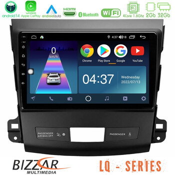 Bizzar lq Series 4core Android14 2+32gb Mitsubishi Outlander/citroen c-Crosser/peugeot 4007 Navigation Multimedia Tablet 9" με Carplay & Android Auto u-lq-Mt662