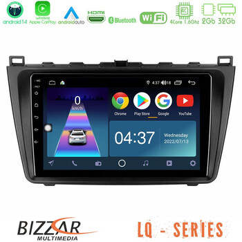 Bizzar lq Series 4core Android14 2+32gb Mazda 6 2008-2012 Navigation Multimedia Tablet 9" με Carplay & Android Auto u-lq-Mz0233