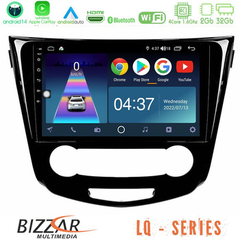 Bizzar lq Series 4core Android14 2+32gb Nissan Qashqai j11 (Manual A/c) Navigation Multimedia Tablet 10" με Carplay & Android Auto u-lq-Ns0004m
