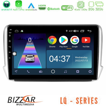 Bizzar lq Series 4core Android14 2+32gb Peugeot 208/2008 Navigation Multimedia Tablet 10" με Carplay & Android Auto u-lq-Pg0164