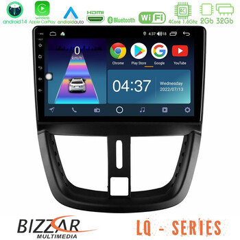 Bizzar lq Series 4core Android14 2+32gb Peugeot 207 Navigation Multimedia Tablet 9" με Carplay & Android Auto u-lq-Pg0688