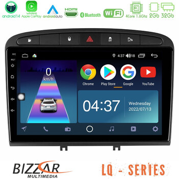 Bizzar lq Series 4core Android14 2+32gb Peugeot 308/rcz Navigation Multimedia Tablet 9" με Carplay & Android Auto u-lq-Pg705b