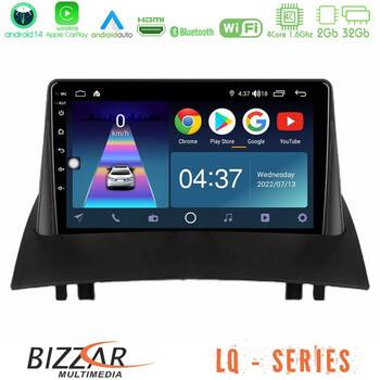 Bizzar lq Series 4core Android14 2+32gb Renault Megane 2 2002-2008 Navigation Multimedia Tablet 9" με Carplay & Android Auto u-lq-Rn0717