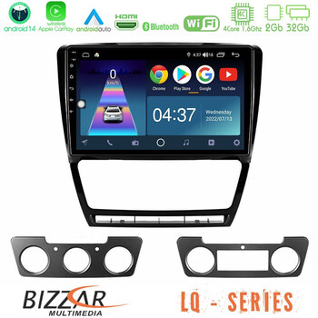 Bizzar lq Series 4core Android14 2+32gb Skoda Octavia 5 Navigation Multimedia Tablet 10" με Carplay & Android Auto u-lq-Sk229b