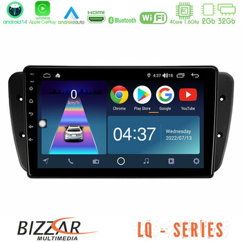 Bizzar lq Series 4core Android14 2+32gb Seat Ibiza 2008-2012 Navigation Multimedia Tablet 9" με Carplay & Android Auto u-lq-St0499