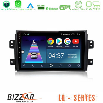 Bizzar lq Series 4core Android14 2+32gb Suzuki sx4 2006-2014 Fiat Sedici 2006-2014 Navigation Multimedia Tablet 9" με Carplay & Android Auto u-lq-Sz0649