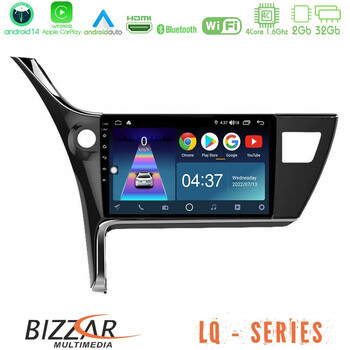 Bizzar lq Series 4core Android14 2+32gb Toyota Corolla 2017-2018 Navigation Multimedia Tablet 10" με Carplay & Android Auto u-lq-Ty0158