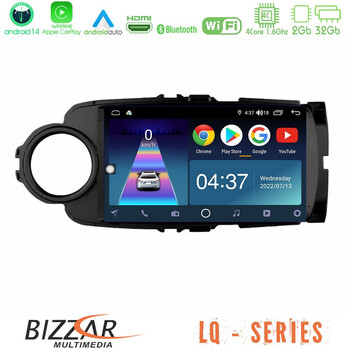Bizzar lq Series 4core Android14 2+32gb Toyota Yaris Navigation Multimedia Tablet 9" (Μαύρο Χρώμα) με Carplay & Android Auto u-lq-Ty0635