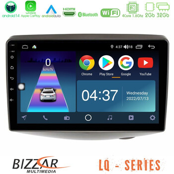 Bizzar lq Series 4core Android14 2+32gb Toyota Yaris 1999 - 2006 Navigation Multimedia Tablet 9" με Carplay & Android Auto u-lq-Ty1047
