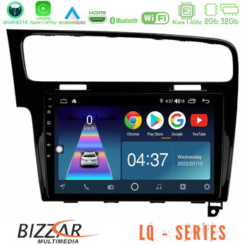 Bizzar lq Series 4core Android14 2+32gb vw Golf 7 Navigation Multimedia Tablet 10" με Carplay & Android Auto u-lq-Vw0003pb