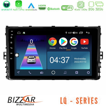 Bizzar lq Series 4core Android14 2+32gb vw mqb 2017-&Gt; Navigation Multimedia Tablet 9" με Carplay & Android Auto u-lq-Vw0333