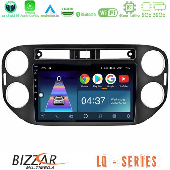 Bizzar lq Series 4core Android14 2+32gb vw Tiguan Navigation Multimedia Tablet 9" (23mm Alarm Button) με Carplay & Android Auto u-lq-Vw0639