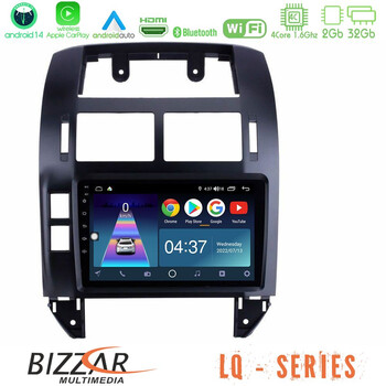 Bizzar lq Series 4core Android14 2+32gb vw Polo 2002-2009 Navigation Multimedia Tablet 9" με Carplay & Android Auto u-lq-Vw1229