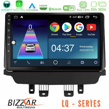 Bizzar lq Series 4core Android14 2+32gb Mazda 2 2014-2021 Navigation Multimedia Tablet 9"  με Carplay & Android Auto u-lq-Mz1091