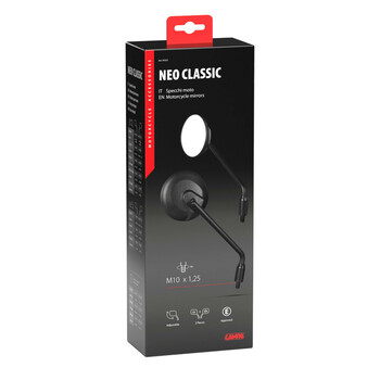 9163.1-LM ΚΑΘΡΕΠΤΕΣ MOTO NEO CLASSIC ΣΤΡΟΓΓΥΛΟΙ M10x1,25 DX ΜΑΥΡΟΙ LAMPA - 2 τεμ.