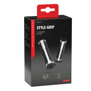 9175.1-LM ΧΕΡΟΥΛΙΑ MOTO STYLE GRIP ΜΑΥΡΟ/ΑΣΗΜΙ ΧΡΩΜΑ 22mm+25mm 12cm LAMPA - 2 τεμ.