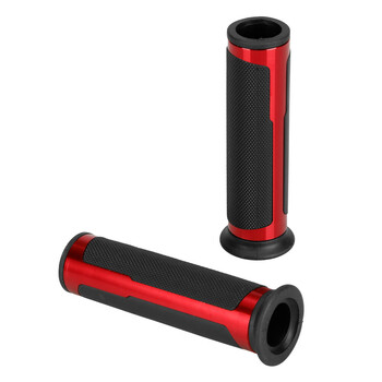 9175.3-LM ΧΕΡΟΥΛΙΑ MOTO STYLE GRIP ΜΑΥΡΟ/ΚΟΚΚΙΝΟ ΧΡΩΜΑ 22mm+25mm 12cm LAMPA - 2 τεμ.