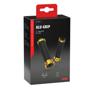 9175.6-LM ΧΕΡΟΥΛΙΑ MOTO ALU GRIP  ΜΑΥΡΟ/ΧΡΥΣΟ ΧΡΩΜΑ 22mm+25mm 12cm LAMPA - 2 τεμ.