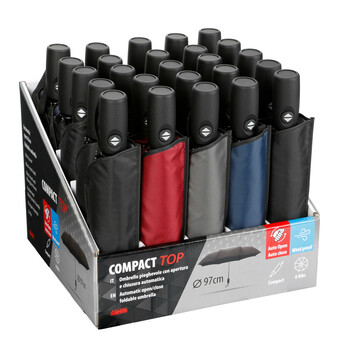 L9961.2 ΟΜΠΡΕΛΕΣ COMPACT TOP Φ97cm ΑΝΤΙΑΝΕΜ ΑΥΤΟΜΑΤΟ ΑΝΟΙΓΜΑ/ΚΛΕΙΣΙΜΟ ΔΙΑΦΟΡΑ ΧΡΩΜΑΤΑ 31x31x24cm ΣΤΑΝΤ - 25 ΤΕΜ