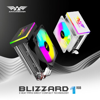 ARMAGGEDDON RGB SILENT 9CM CPU COOLING FAN 2 HEAT PIPES WHITE