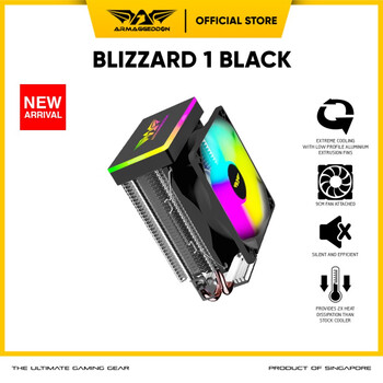 ARMAGGEDDON RGB SILENT 9CM CPU COOLING FAN 2 HEAT PIPES BLACK