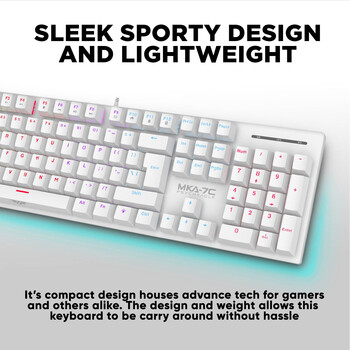 ARMAGGEDDON MECHANICAL HOT-SWAP KEYBOARD 12FX BACKLIGHT BLUE SWITCH MKA-7C 2024 WHITE CLICKY